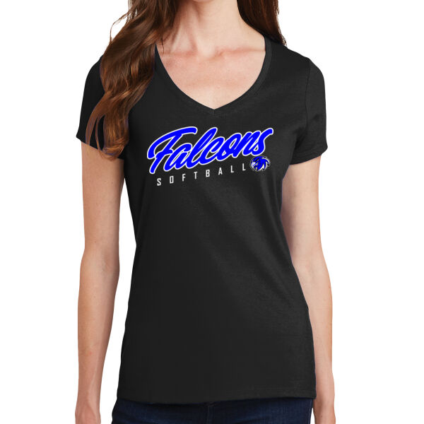 Ladies 100% Ringspun V-neck Short Sleeve Tee Thumbnail